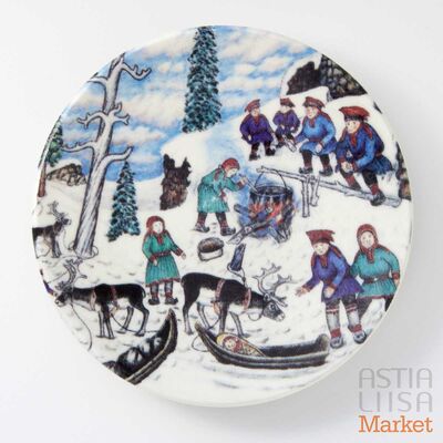 Arabia Lapland 45 Lapps Taking a Rest,  Wall Plate, Vintage